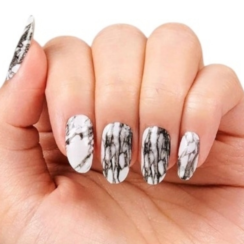 Color Street Mystic Magic Black White  Nail Strips Marble